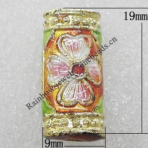 Cloisonne Beads, Column 19x9mm Hole:1.5mm, Sold by PC