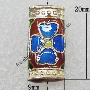 Cloisonne Beads, Column 20x9mm Hole:1.5mm, Sold by PC