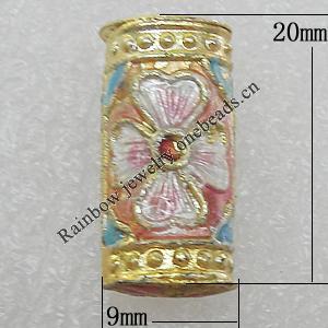 Cloisonne Beads, Column 20x9mm Hole:1.5mm, Sold by PC