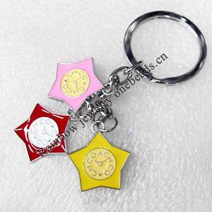 Zinc Alloy keyring Jewelry Key Chains, Star, Pendant width:21mm, Length Approx:9cm, Sold by PC