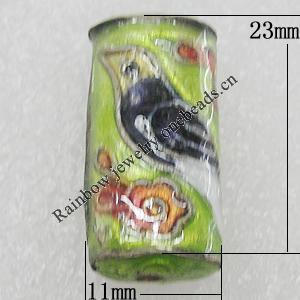 Cloisonne Beads, Column 23x11mm Hole:1.5mm, Sold by PC