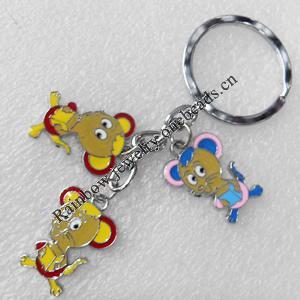 Zinc Alloy keyring Jewelry Key Chains, Pendant width:18mm, Length Approx:9.5cm, Sold by PC