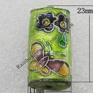 Cloisonne Beads, Column 23x11mm Hole:1.5mm, Sold by PC