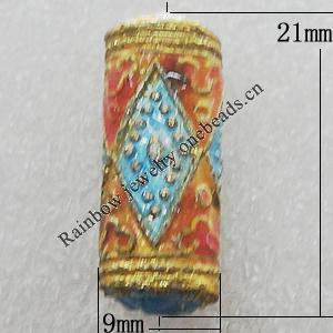 Cloisonne Beads, Column 21x9mm Hole:2mm, Sold by PC