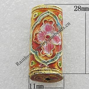 Cloisonne Beads, Column 28x11mm Hole:1.5mm, Sold by PC