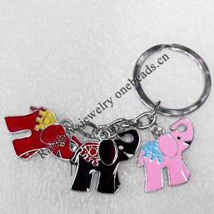 Zinc Alloy keyring Jewelry Key Chains, elephant, Pendant width:26mm, Length Approx:9cm, Sold by PC