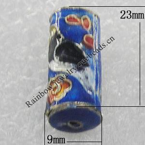 Cloisonne Beads, Column 23x9mm Hole:1.5mm, Sold by PC