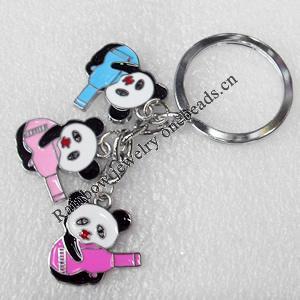 Zinc Alloy keyring Jewelry Key Chains, Panda, Pendant width:22mm, Length Approx:8.5cm, Sold by PC