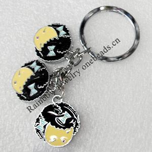 Zinc Alloy keyring Jewelry Key Chains, Pendant width:22mm, Length Approx:8.5cm, Sold by PC