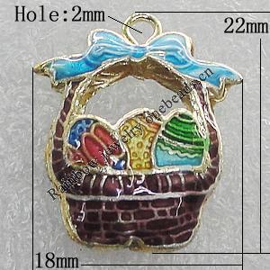 Cloisonne Beads, Basket 22x18mm Hole:2mm, Sold by PC