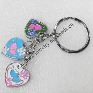 Zinc Alloy keyring Jewelry Key Chains, Heart, Pendant width:19mm, Length Approx:9cm, Sold by PC