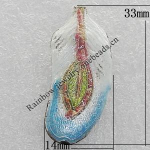 Cloisonne Beads, Leaf 33x14mm Hole:2mm, Sold by PC