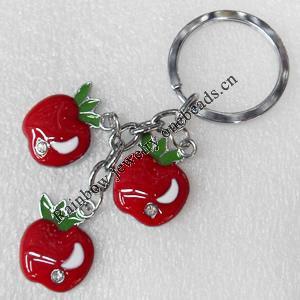 Zinc Alloy keyring Jewelry Key Chains, Apple, Pendant width:20mm, Length Approx:9.3cm, Sold by PC