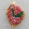 Cloisonne Beads, Leaf 20x14mm Hole:1.5mm, Sold by PC