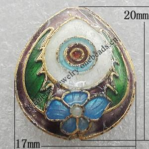 Cloisonne Beads, Teardrop 20x17mm Hole:1.5mm, Sold by PC