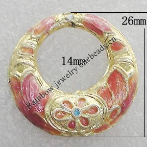 Cloisonne Beads, Donut O:26mm I:14mm Hole:1.5mm, Sold by PC