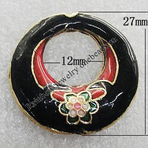 Cloisonne Beads, Donut O:27mm I:12mm Hole:1.5mm, Sold by PC