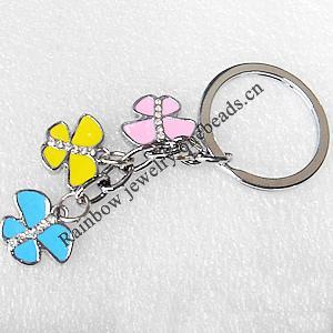 Zinc Alloy keyring Jewelry Key Chains, Pendant width:17mm, Length Approx:8cm, Sold by PC