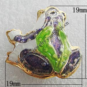 Cloisonne Beads, Frog 19x19mm Hole:1mm, Sold by PC