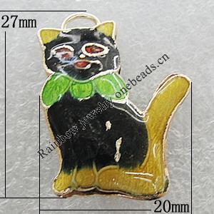 Cloisonne Pendants, Cat 27x20mm, Sold by PC