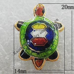 Cloisonne Beads, Tortoise 20x14mm, Sold by PC