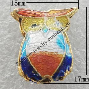 Cloisonne Beads, Owl 17x15mm Hole:1mm, Sold by PC