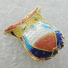 Cloisonne Beads, Owl 17x15mm Hole:1mm, Sold by PC