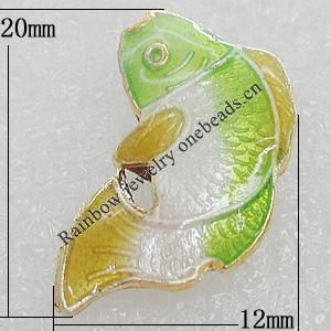 Cloisonne Beads, Fish 20x12mm Hole:1.5mm, Sold by PC