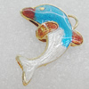 Cloisonne Pendants, Dolphin 25x19mm Hole:2mm, Sold by PC