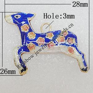 Cloisonne Pendants, Animal 28x26mm Hole:3mm, Sold by PC