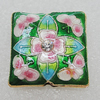 Cloisonne Beads, Square 22mm Hole:2mm, Sold by PC
