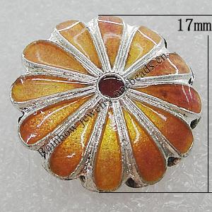 Cloisonne Beads, Flower 17mm Hole:1mm, Sold by PC