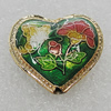 Cloisonne Beads, Heart 20x18mm Hole:1.5mm, Sold by PC