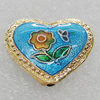 Cloisonne Beads, Heart 18x16mm Hole:1.5mm, Sold by PC