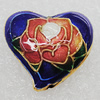 Cloisonne Beads, Heart 20x19mm Hole:1mm, Sold by PC