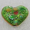 Cloisonne Beads, Heart 17x14mm Hole:1mm, Sold by PC