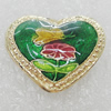 Cloisonne Beads, Heart 18x16mm Hole:1mm, Sold by PC