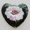 Cloisonne Beads, Heart 17x18mm Hole:1.5mm, Sold by PC