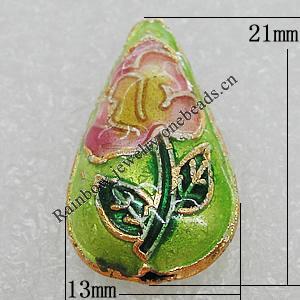 Cloisonne Beads, Teardrop 21x13mm Hole:1mm, Sold by PC