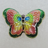 Cloisonne Beads, Butterfly 23x16mm Hole:2mm, Sold by PC
