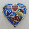 Cloisonne Pendants, Heart 18x18mm Hole:1mm, Sold by PC