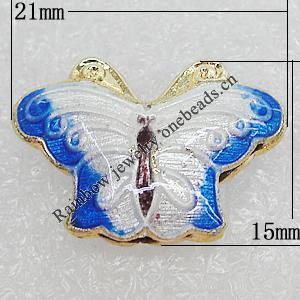 Cloisonne Beads, Butterfly 21x15mm Hole:1mm, Sold by PC