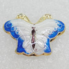 Cloisonne Beads, Butterfly 21x15mm Hole:1mm, Sold by PC