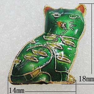 Cloisonne Beads, Cat 18x14mm Hole:1.5mm, Sold by PC