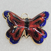 Cloisonne Pendants, Butterfly 28x19mm Hole:1.5mm, Sold by PC