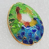 Cloisonne Beads, Flat Oval 24x18mm Hole:1.5mm, Sold by PC