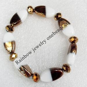 Electroplate Glass Bracelets, Flat Oval, width:10mm, Sold per 7.1-inch Strand