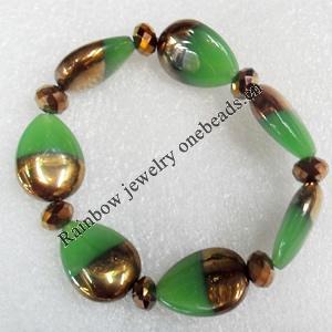 Electroplate Glass Bracelets, Teardrop, width:16mm, Sold per 7.1-inch Strand