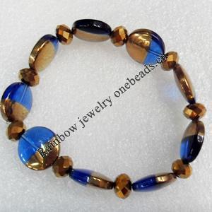 Electroplate Glass Bracelets, Flat Round, width:15mm, Sold per 7.1-inch Strand