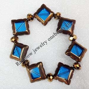Electroplate Glass Bracelets, Diamond, width:22mm, Sold per 7.1-inch Strand